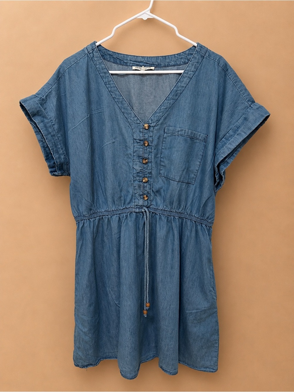 Speed Control Light Blue Denim Top with Button Detail